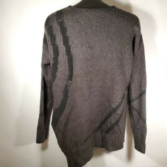 DEVOTED Colorblock Open Knit Sweater Medium Black Charcoal Long Sleeve Acrylic - Picture 10 of 10